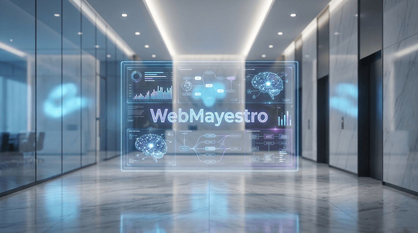 WebMayestro AI automation brand banner