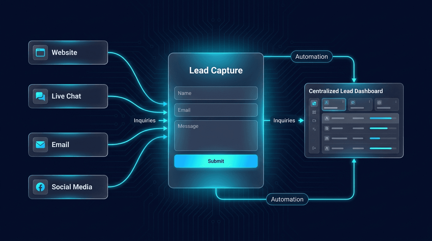 Lead capture form turning a visitor inquiry into a business lead