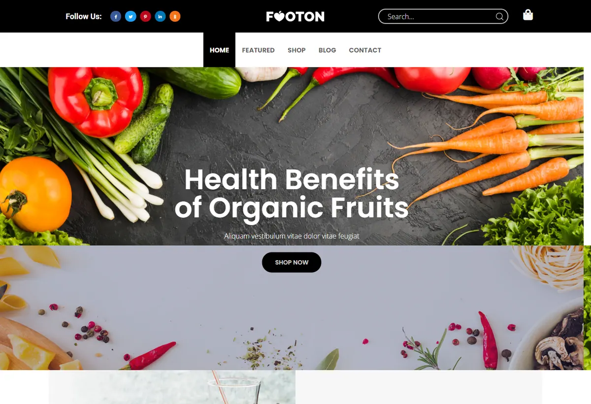 Organic grocery ecommerce homepage preview